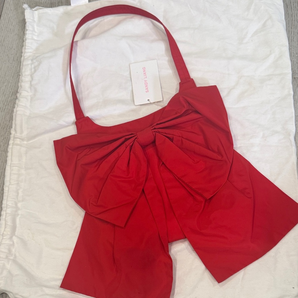 Sandy Liang Vibrant Red Bow Shoulder Bag